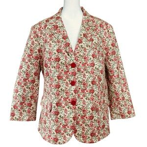 Talbots NWOT Floral Pink Green Cream Blazer 3/4 Sleeve (Plus Size 20WP)